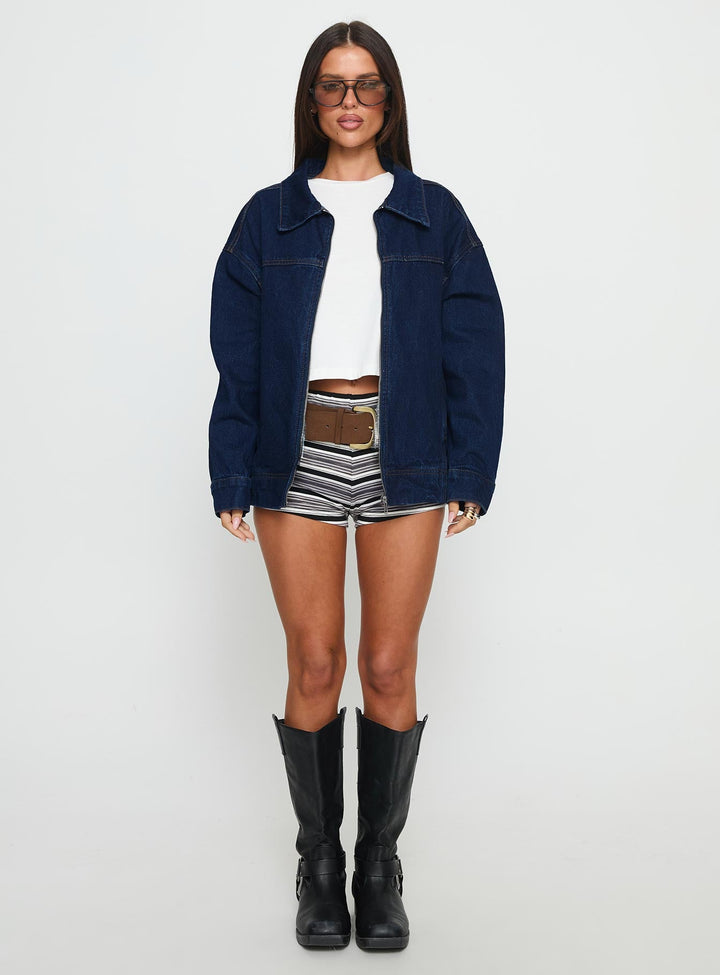 Micah | Women’s oversized denim bomber jacket with zip front and split cuffs