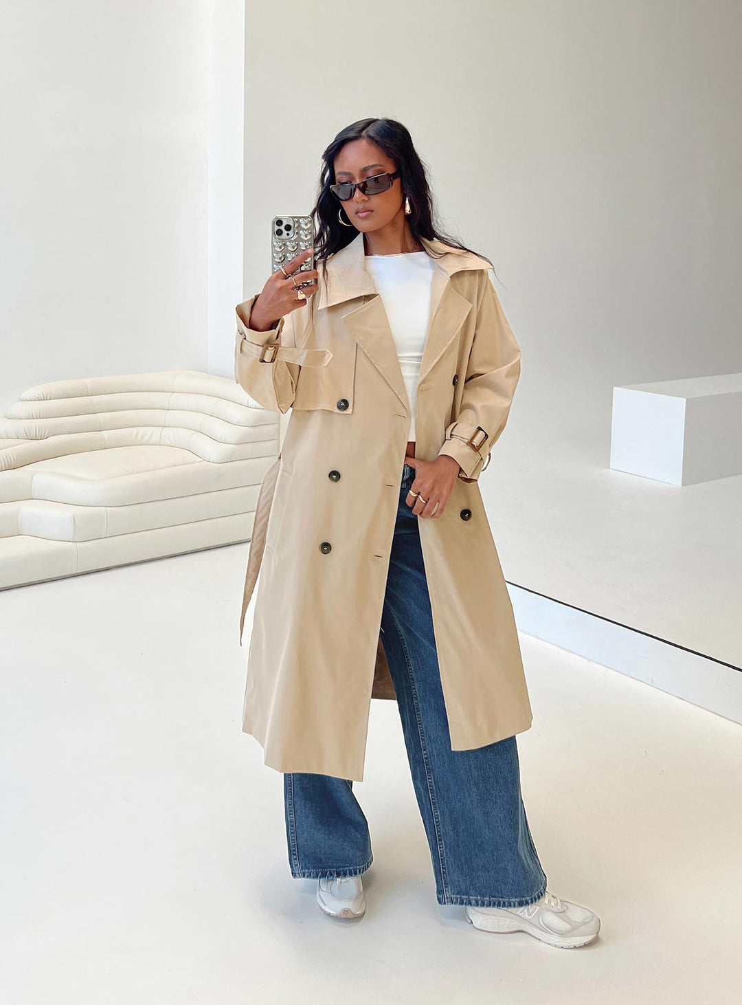 Rose | Women’s belted trench coat with lapel collar and tie waist