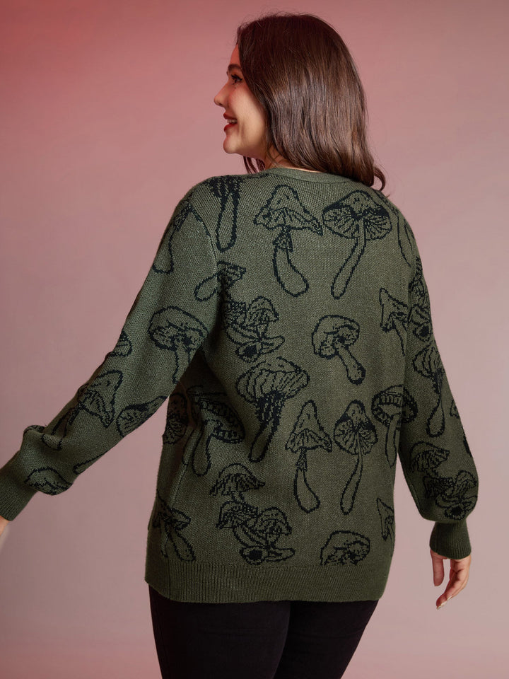 Charity | Women’s mushroom print button-front cardigan