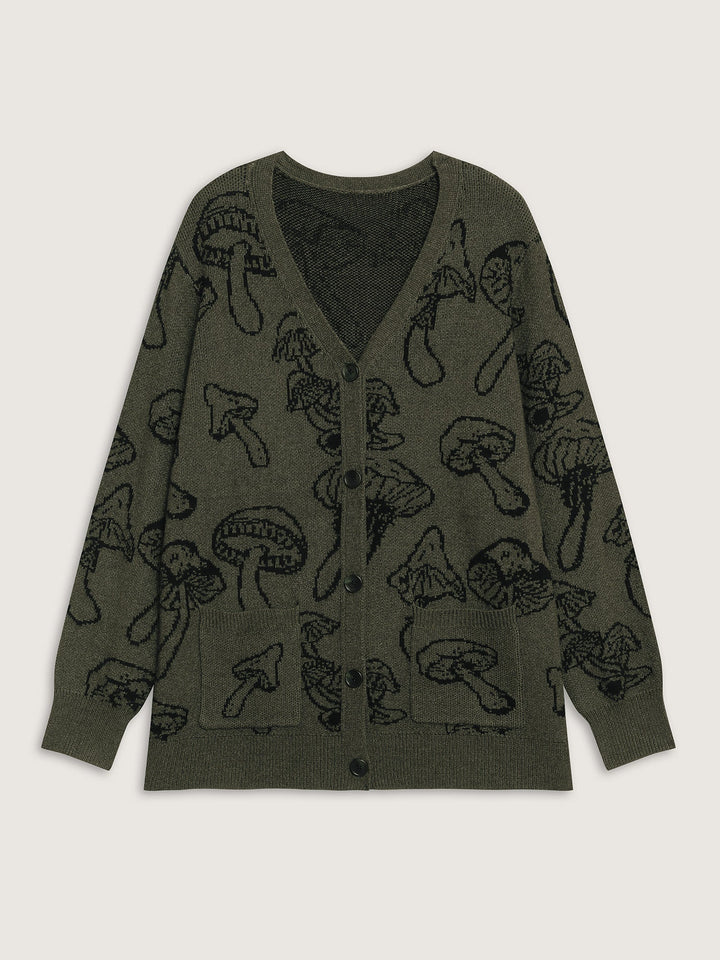 Charity | Women’s mushroom print button-front cardigan