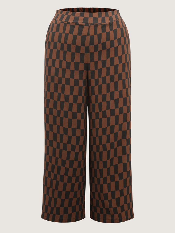 Macy | Women’s checkered print wide-leg trouser