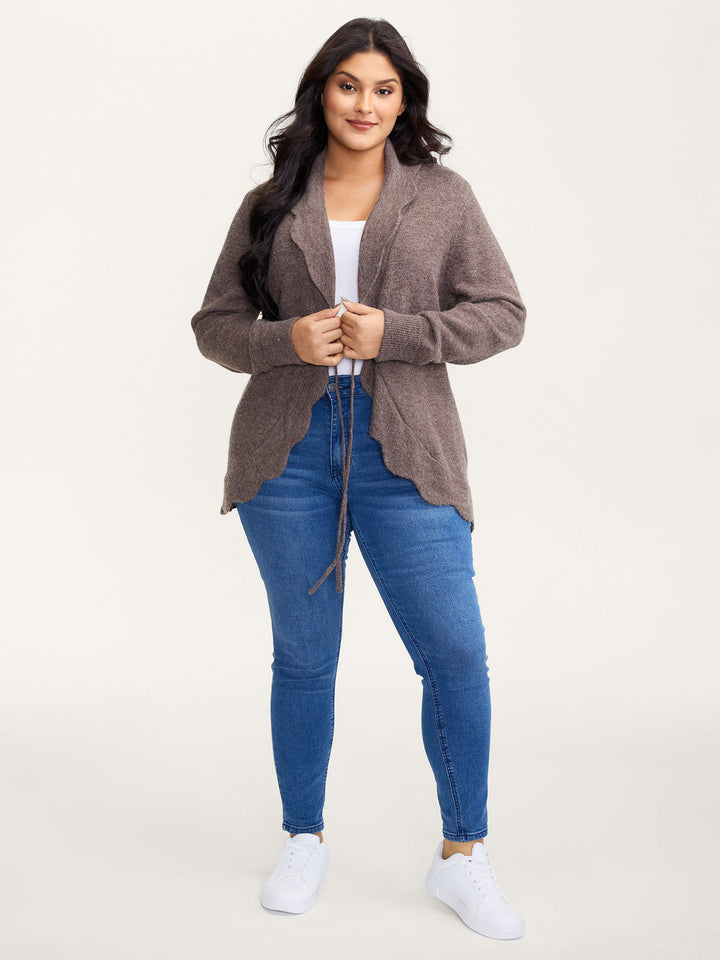 Elisa | Women’s wavy arc hem tie-front knit cardigan