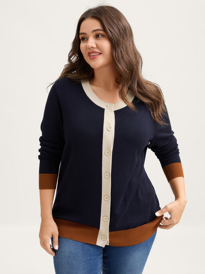 Anastacia | Women’s button-front contrast trim knit cardigan
