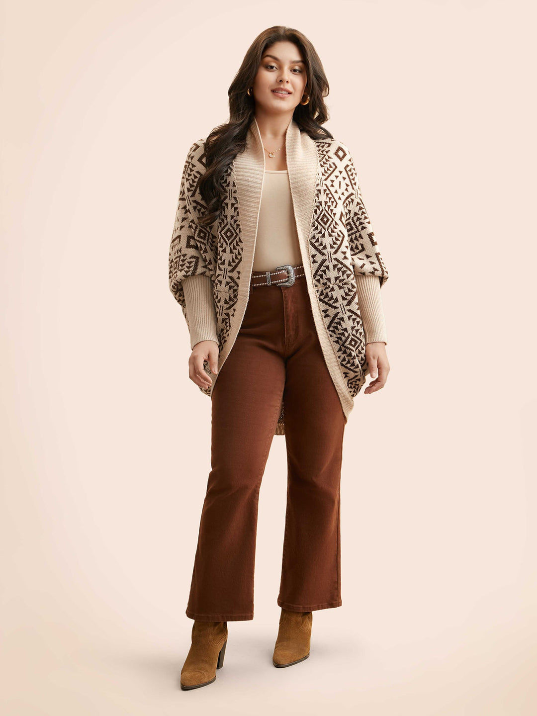 Bethany | Women’s geometric knit open-front cardigan