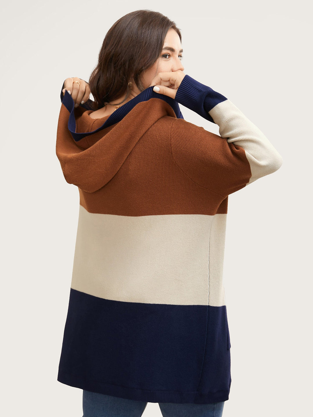 Amira | Women’s color block hooded knit cardigan