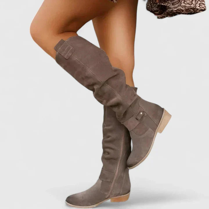 Sasha | Women’s knee-high boots with slouchy shaft and low stacked heel