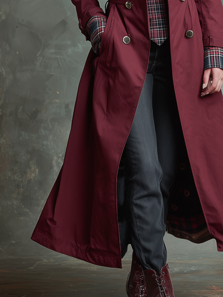 Gaia | Women’s retro long-sleeved trench coat with pockets