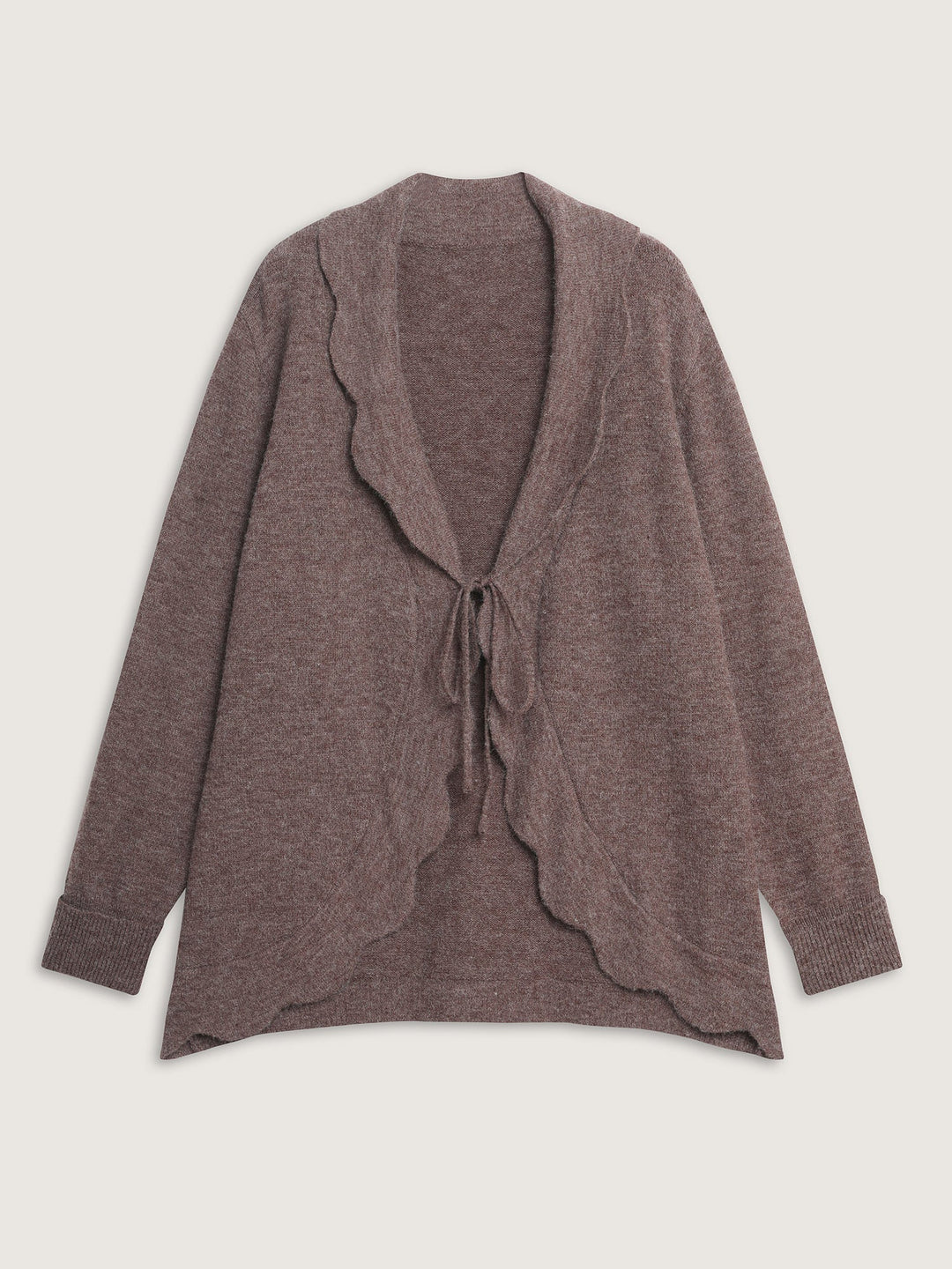 Elisa | Women’s wavy arc hem tie-front knit cardigan
