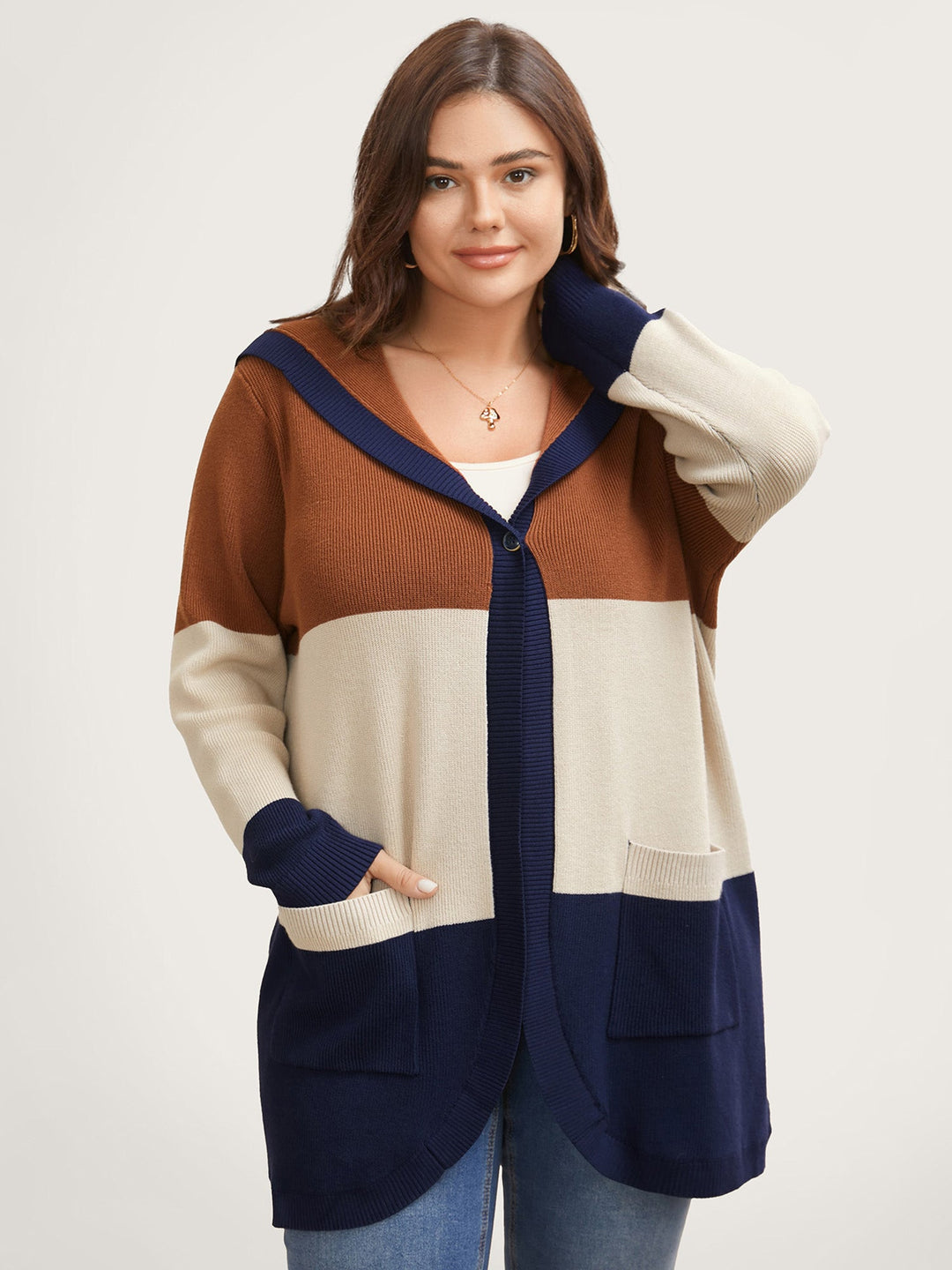 Amira | Women’s color block hooded knit cardigan