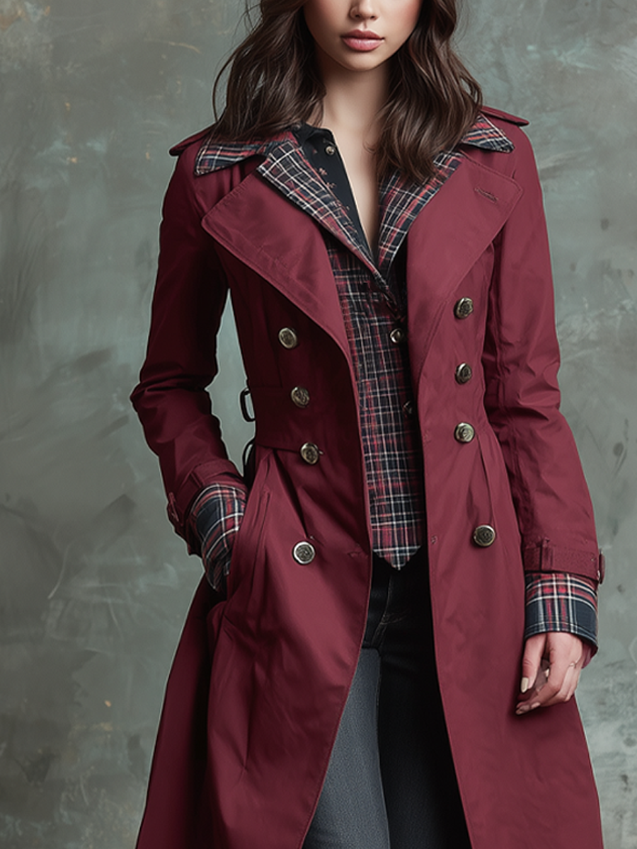 Melina | Women’s retro trench coat with pockets and long sleeves