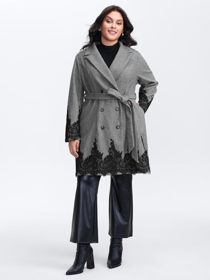 Wanda | Women’s color contrast belted lace jacket