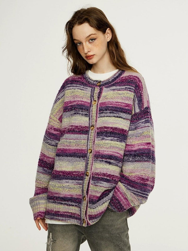 Ashley | Women's knitted colorful striped cardigan