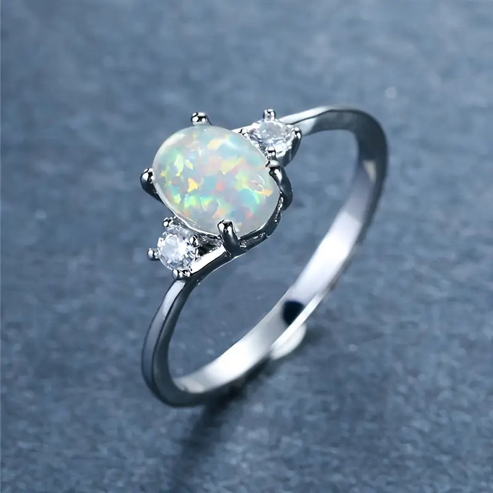 Felly | Women’s opal ring with crystal silver band