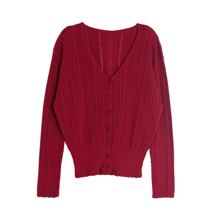 Milena | Women’s sweater with cable knit and glazed button detail