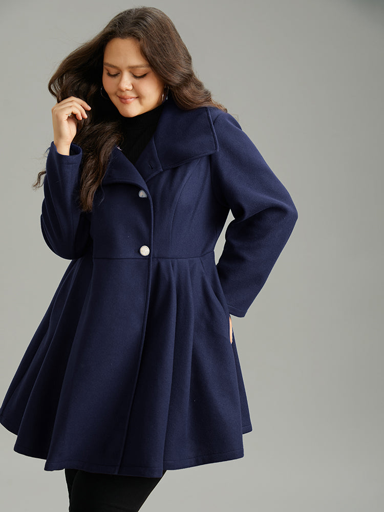Waverly | Women’s plain button up pocket asymmetrical lapel collar coat