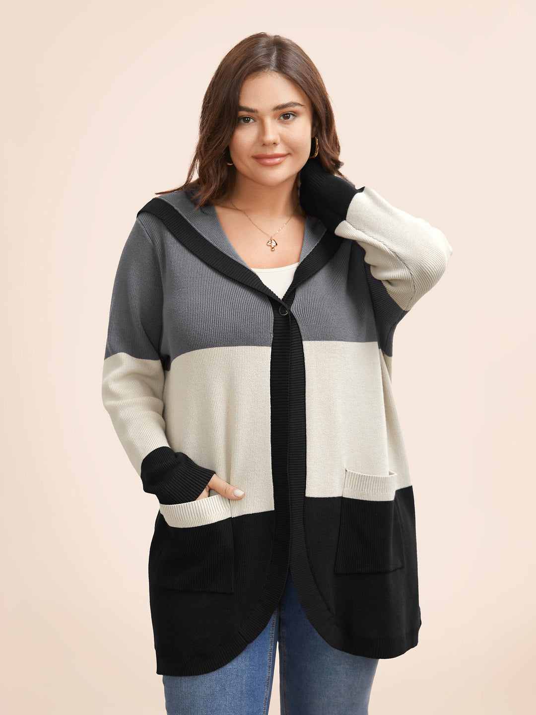 Amira | Women’s color block hooded knit cardigan