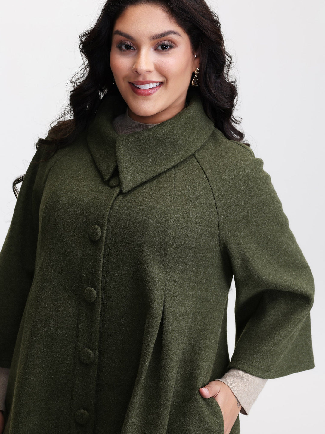 Prudence | Women’s flared sleeve A-line button coat