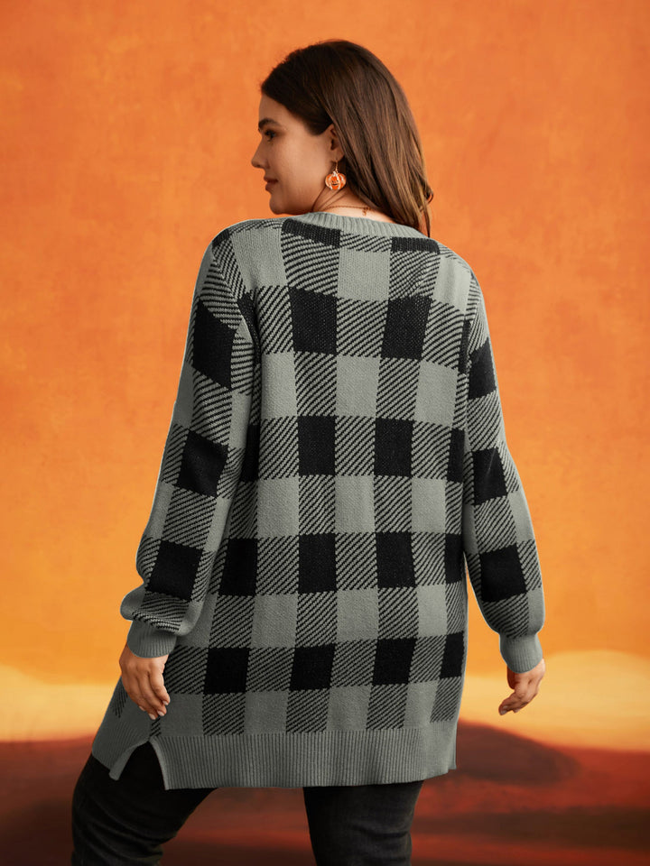 Cynthia | Women’s plaid open-front knit cardigan