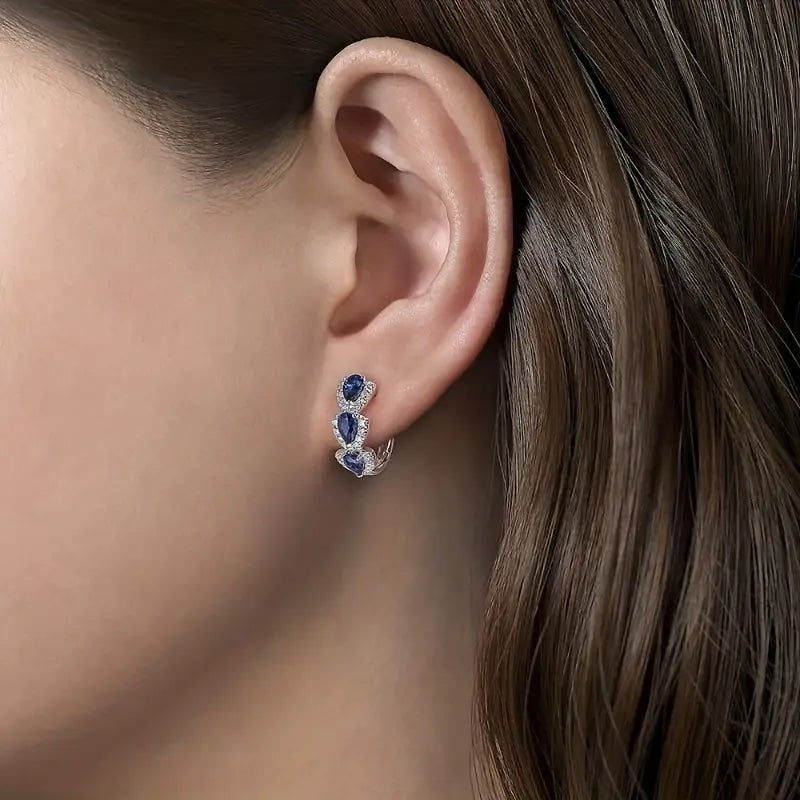 Patty | Women’s drop earrings with sapphire stones and crystal accents