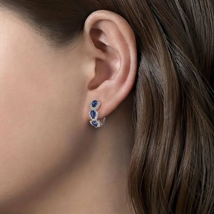 Patty | Women’s drop earrings with sapphire stones and crystal accents