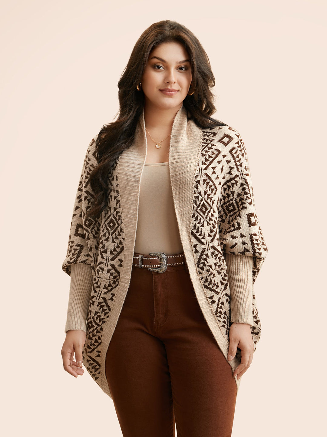 Bethany | Women’s geometric knit open-front cardigan