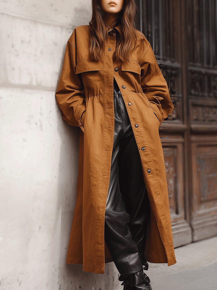 Bia | Women’s versatile long button trench coat