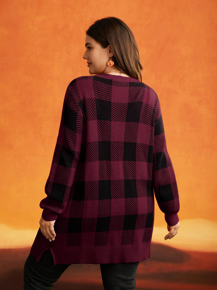 Cynthia | Women’s plaid open-front knit cardigan