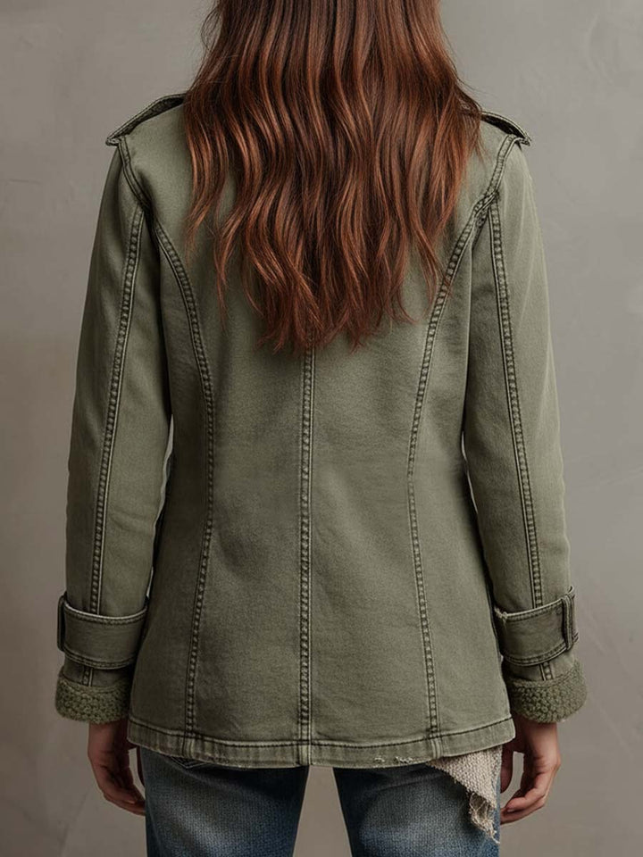Annabelle | Women’s sherpa lined utility jacket with vintage olive finish