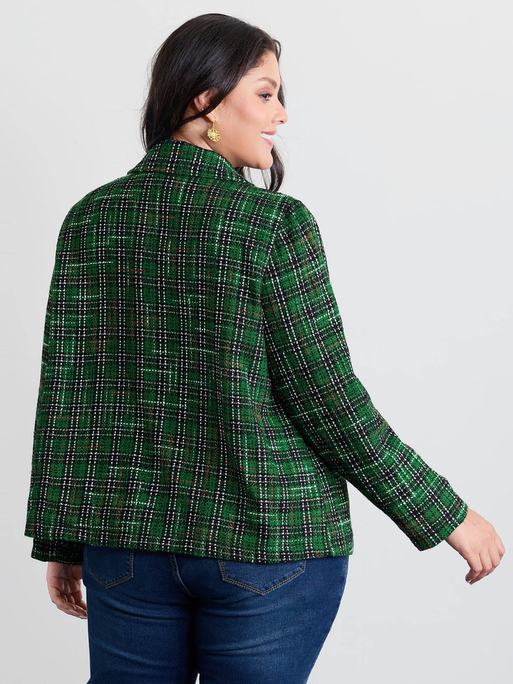 Quiana | Women’s tweed plaid double button jacket