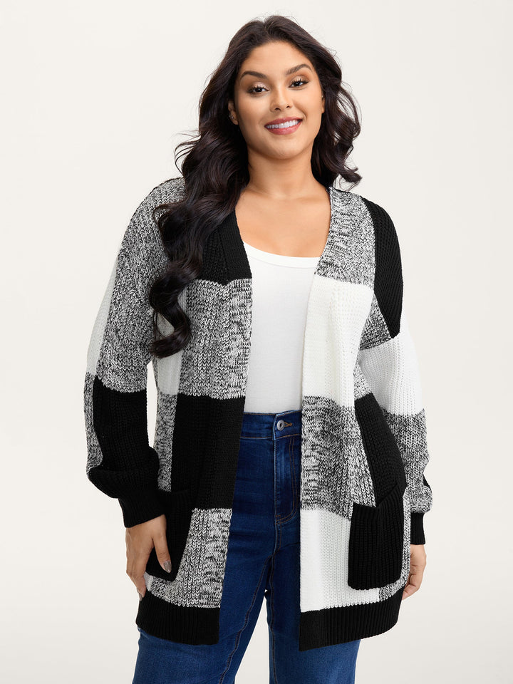 April | Women’s color block open-front knit cardigan