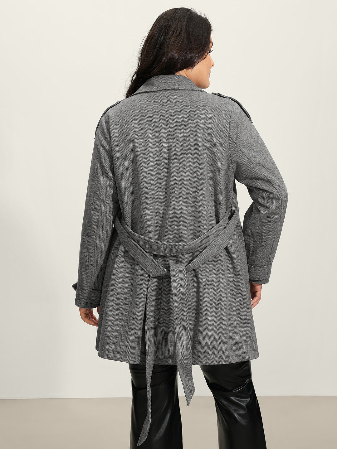 Zelda | Women’s herringbone button belted lined coat