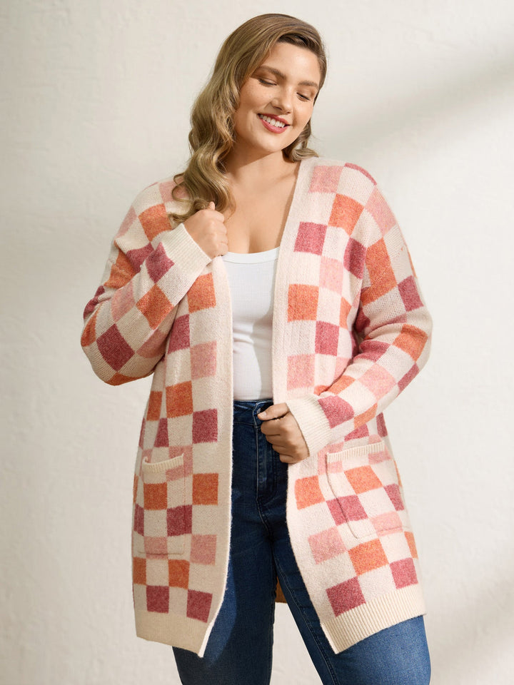 Aspen | Women’s checkered open-front knit cardigan