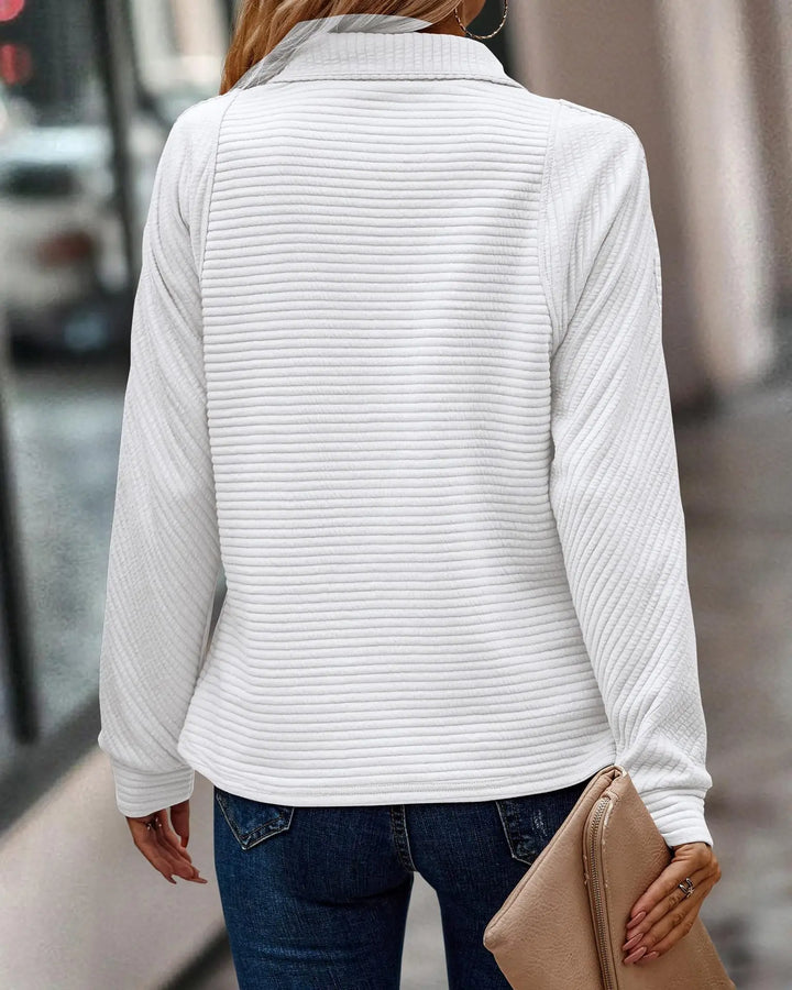 Liz | Women’s casual sweater with polo collar and rib detail