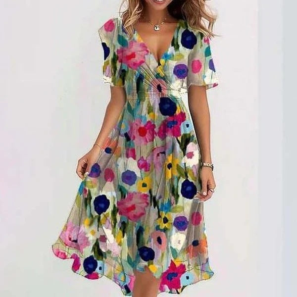 Bell | Women’s wrap summer dress with v-neckline and short flutter sleeves