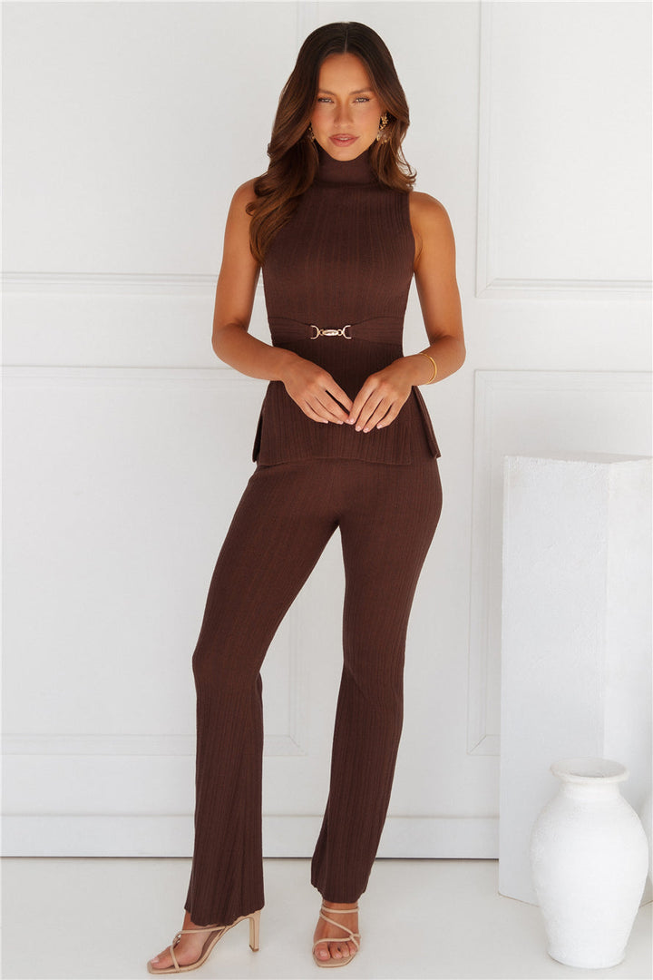 Dess | Women’s high-waisted ribbed pants with wide-leg fit