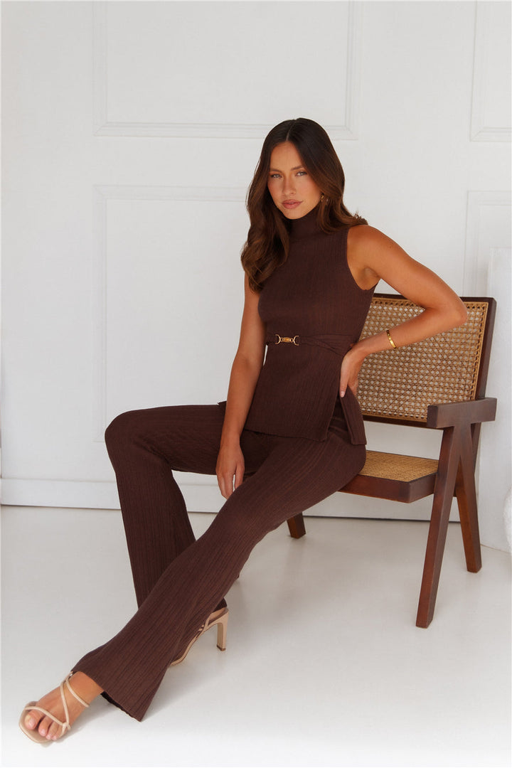 Dess | Women’s high-waisted ribbed pants with wide-leg fit