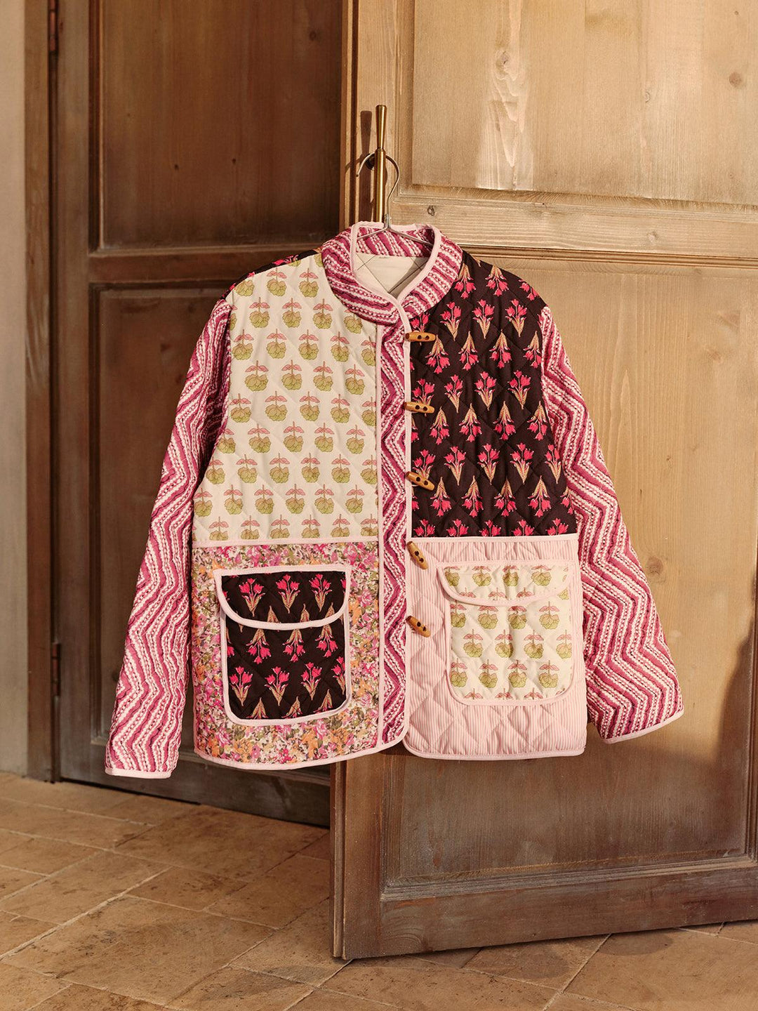 Sage | Women’s patchwork printed jacket with toggle closure and front pockets