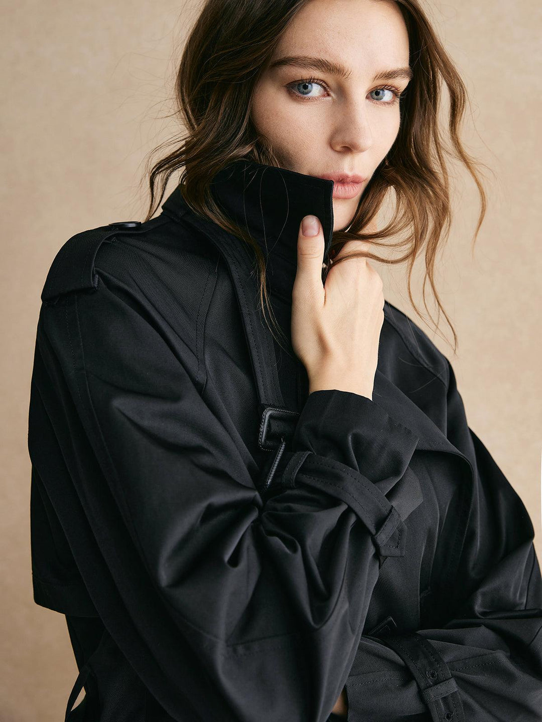 Anastasia | Women’s long trench coat with wide lapels and double-breasted design