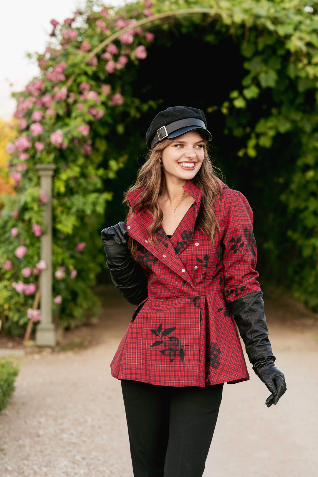 Jelly | Women’s short plaid jacket with waist belt and detachable hood