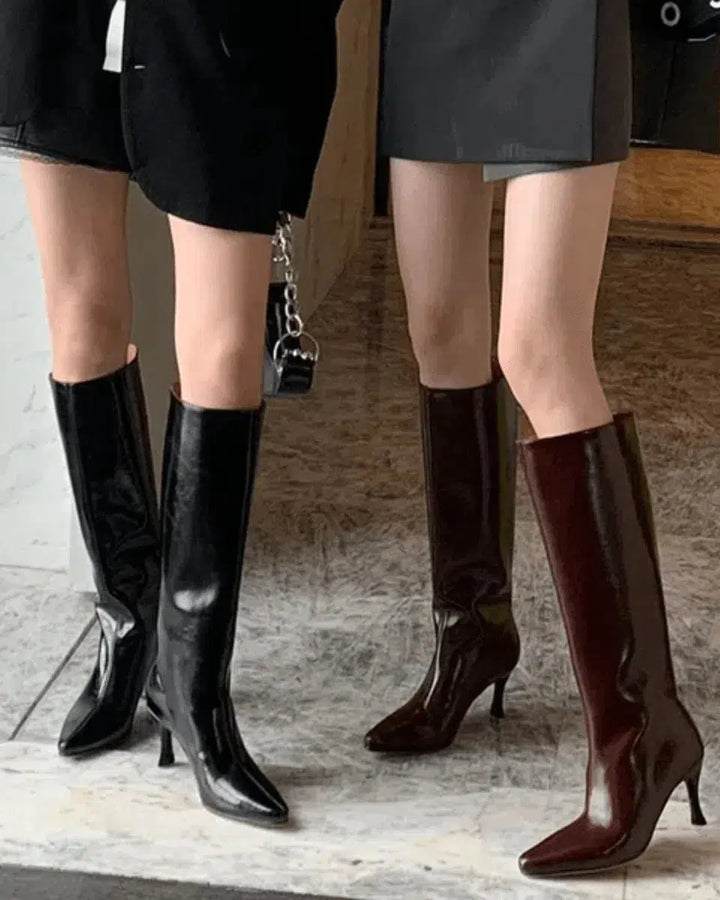 Aliyah | Women’s faux leather knee-high heeled boots
