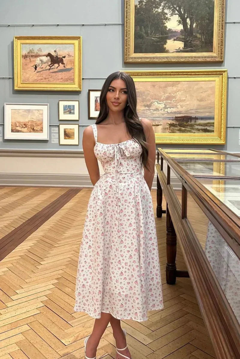 Helena | Women’s corset midi dress with floral detail