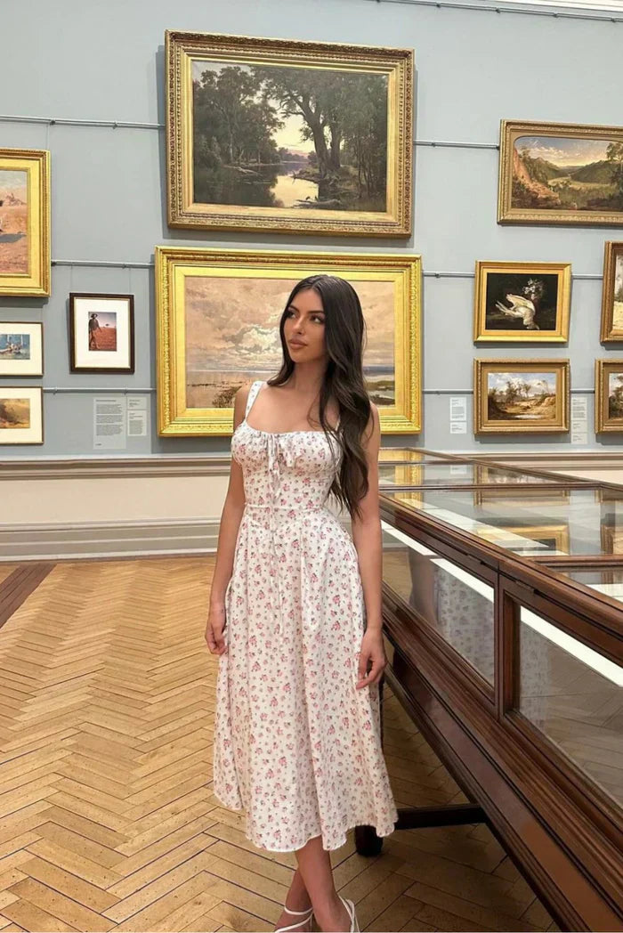 Helena | Women’s corset midi dress with floral detail