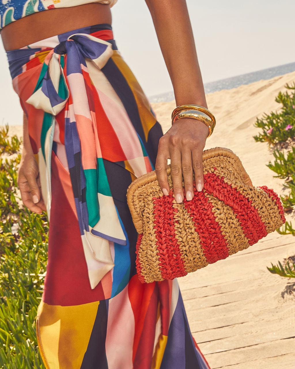 Ally | Women's two-tone woven straw clutch bag