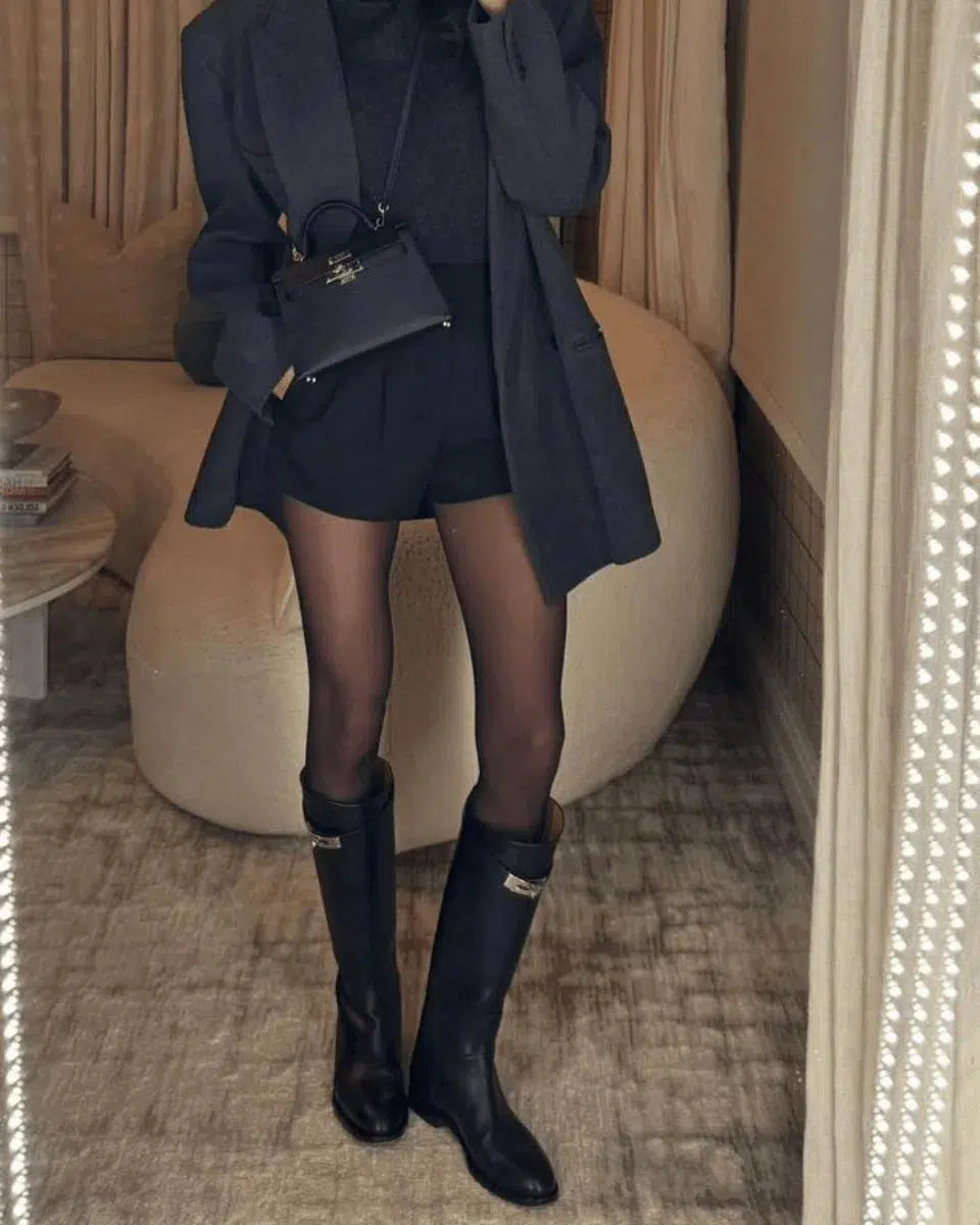 Stephanie | Women’s vegan leather knee-high boots with buckle detail