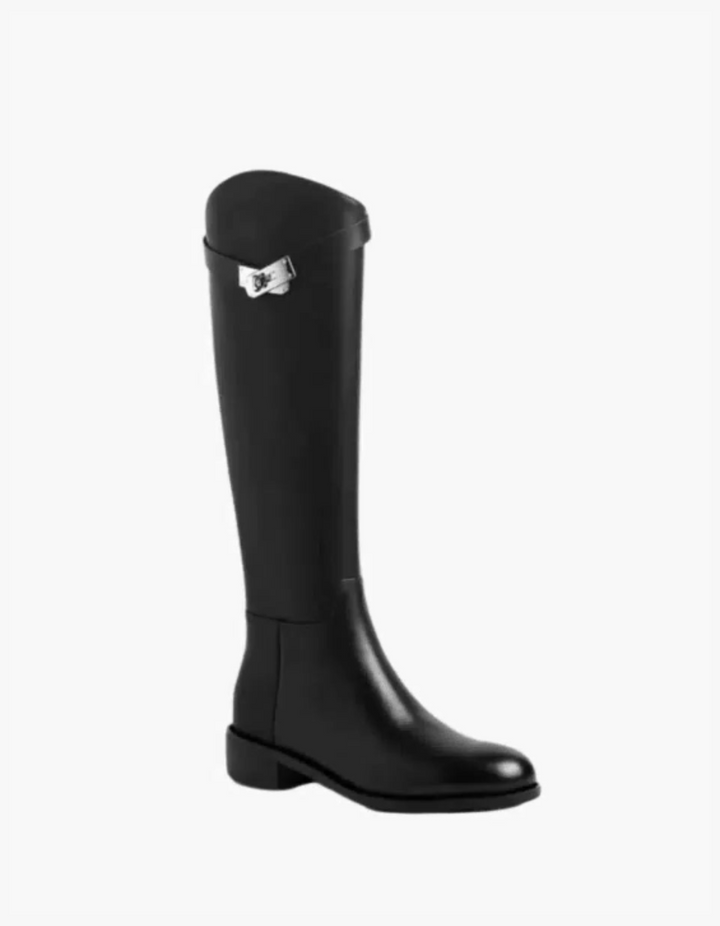 Stephanie | Women’s vegan leather knee-high boots with buckle detail