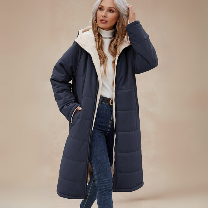 Jolie | Women’s long fleece coat with soft shaping and pockets