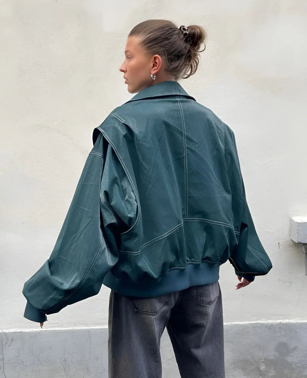 Reina | Women’s oversized jacket with contrast stitching and statement design