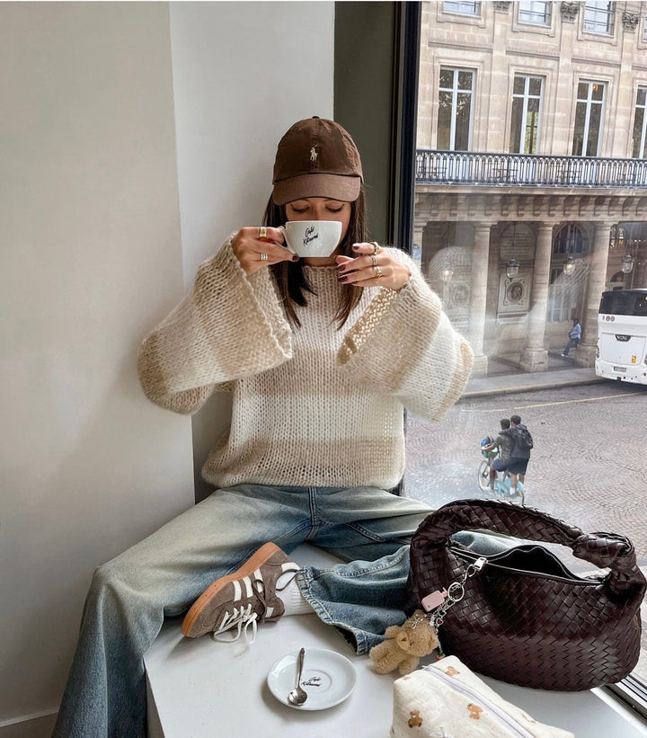 Helena | Women’s knit sweater with oversized round neck design