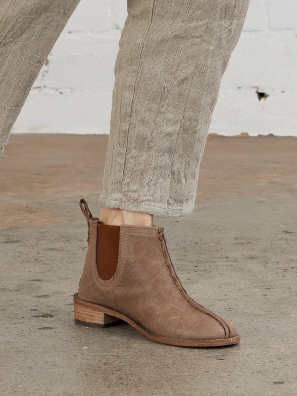 Isabelle | Women’s textured tan leather slip-on ankle boots