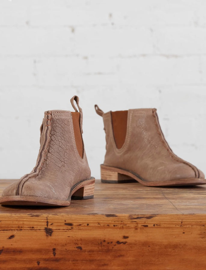 Isabelle | Women’s textured tan leather slip-on ankle boots
